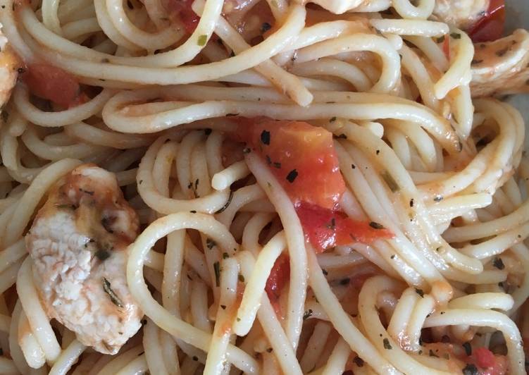 Spaghetti poulet tomates