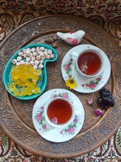 عکسی از دستور دمنوش گل محمدی و چای