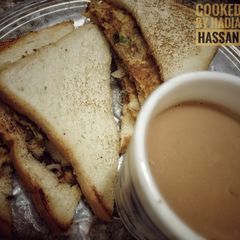 Bread omlate (with tea) A picture of Bread omlate (with tea).