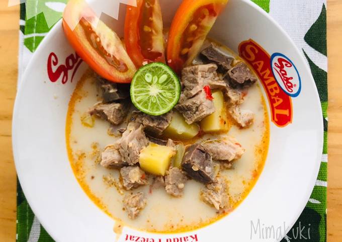 Langkah Mudah Bikin Soto Betawi fiber creme plus susu Yang Lezat