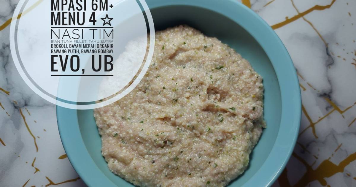 Resep MPASI 6M+ Menu 4 ☆》Nasi tim, ikan tuna oleh Febryanti SYD Cookpad