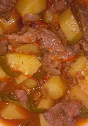 A picture of Waru and Beef mixed.