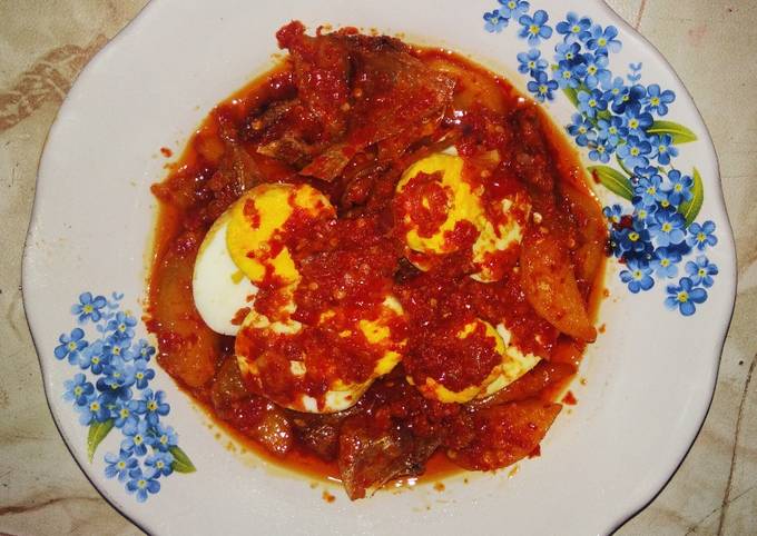 Balado Telur Kentang + Ikan Kering (rice cooker)