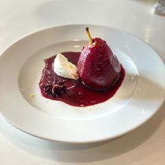 A picture of Red wine poached pear.