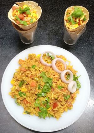 તવા પુલાવ વિથ પાપડ ચાટ (Tava Pulav With Papad Chaat Recipe In Gujarati) રેસીપી મુખ્ય ફોટો