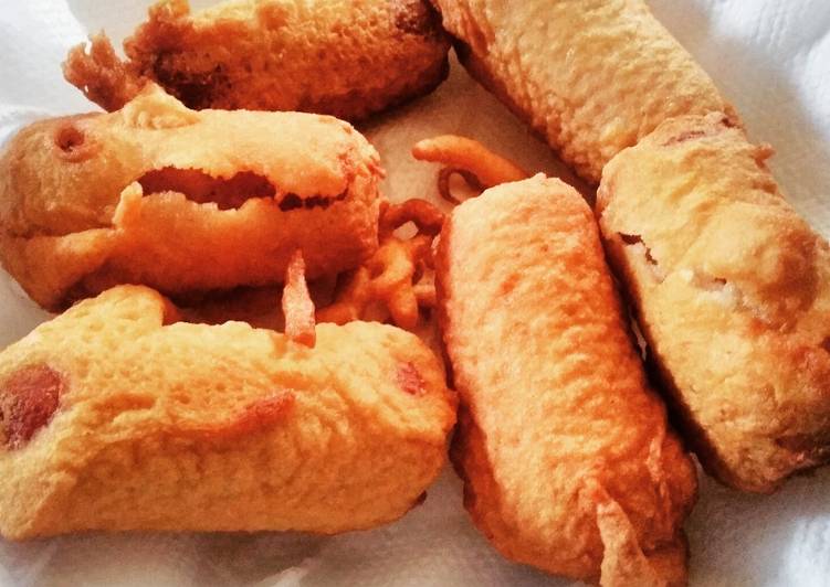 Steps to Prepare Homemade Corn dogs #themechallenge#snacks