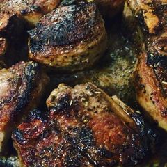 A picture of Lamb T-bones in Brandy Butter Sauce.