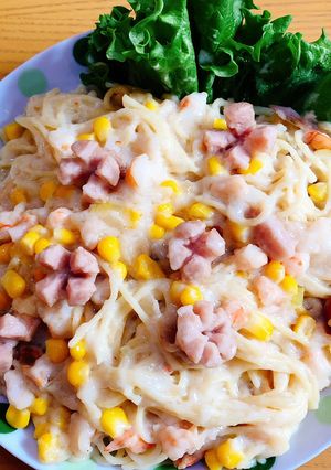 Hình của món Mỳ ý sốt kem tôm.
