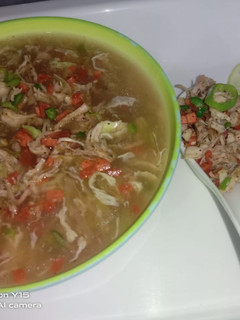 A picture of Schezwan soup.