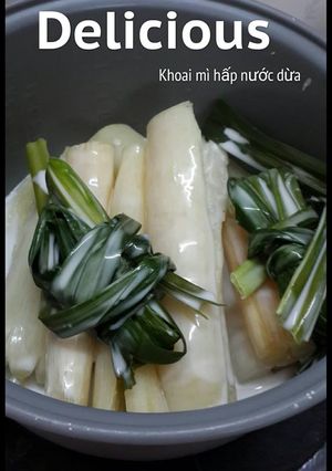 Hình của món Khoai mì hấp nước cốt dừa.