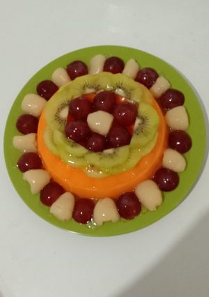 Foto resep Puding Mangga Toping Buah (kiwi, anggur dan rambutan)