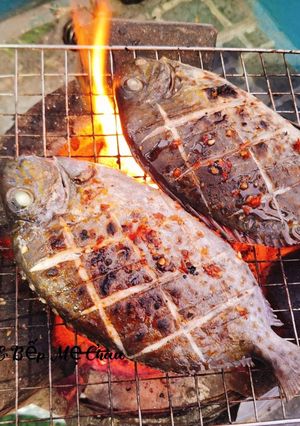 Hình của món Cá dìa nướng than.