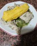 Pechugas de Pollo al vino blanco con guisantes