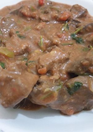 A picture of Wet Fry Liver Stew.