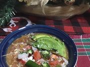 A picture of ham and pinto beans