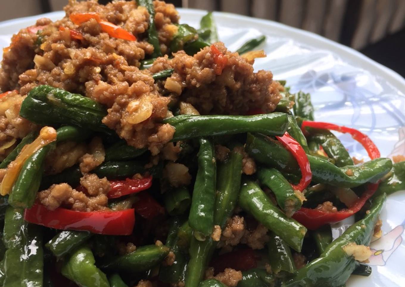 Cah Kacang Panjang Daging Cincang