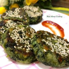 A picture of Healthy Hara Bhara Kabab With Sweet Potato- Green Veggies Cutlets – Non Fried Snack Recipe.