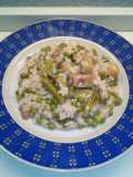 Light Risotto with Porcini Mushrooms, Asparagus Tips, and Peas