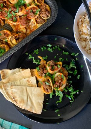 صورة لوصفة قوارب البطاطا باللحمة المفرومة