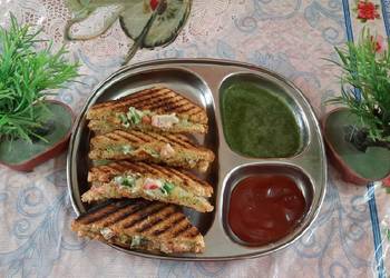 Ultimate Making Recipe Stuff Veg mayonnaise brown bread grilled sandwich Delicious Nutritious
