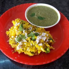 A picture of Bhutte Ka Kees grated corn snack.