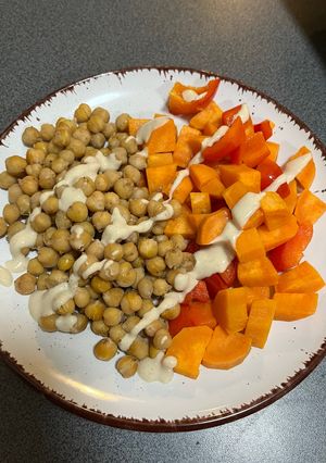 A picture of Tahini-Drizzled Roasted Veggies.