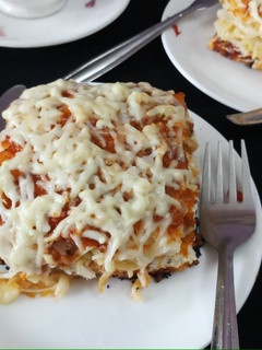 A picture of Bread lasagna with noodles.