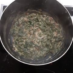 A picture of Creamy Spinach and Mushrooms.
