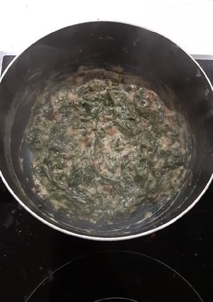 A picture of Creamy Spinach and Mushrooms.