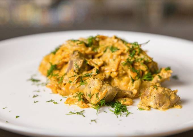 Recipe of Ultimate Chicken gizzards stewed in sour cream