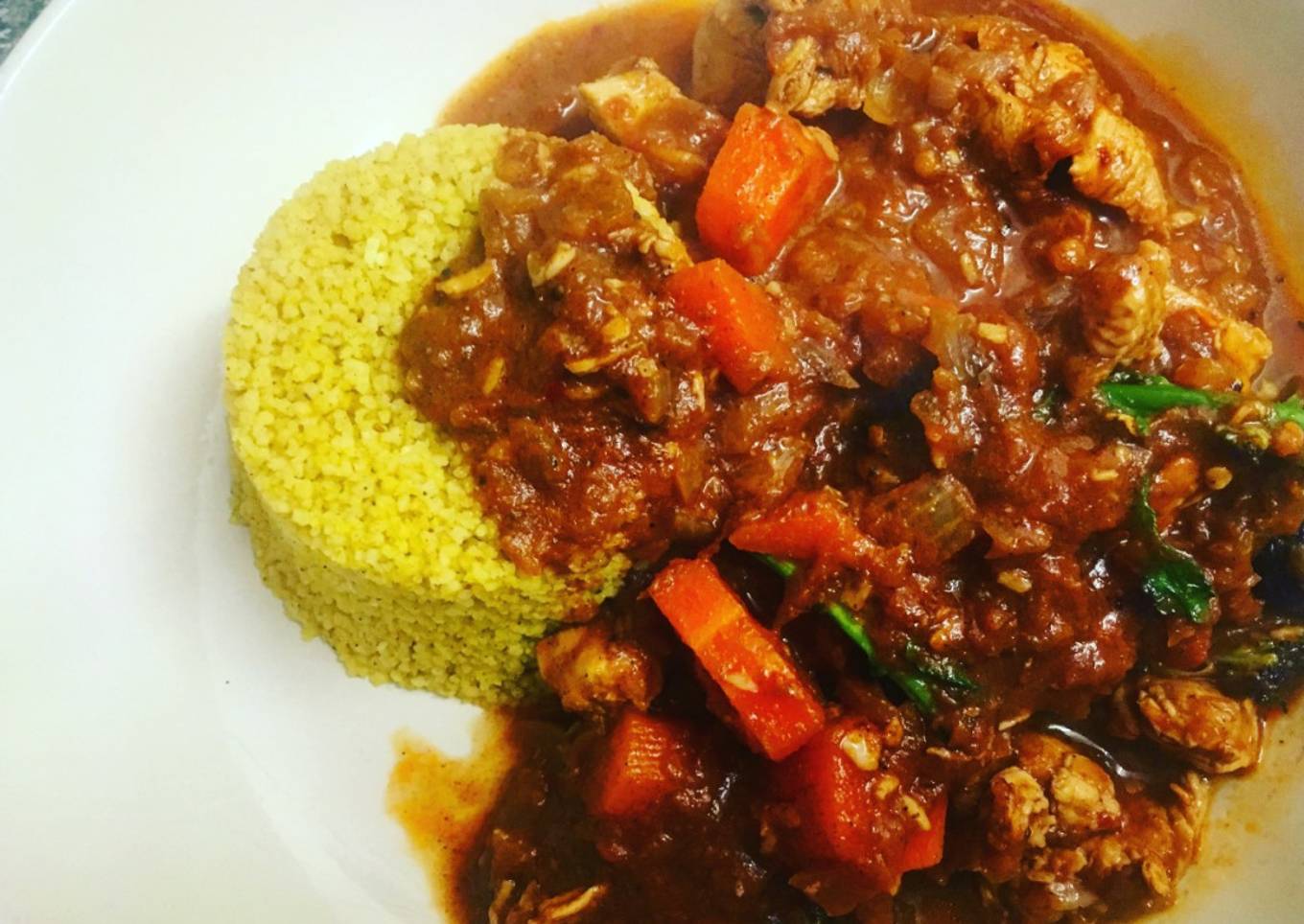 Quick Chicken Curry with Sumac & Turmeric Spiced Couscous