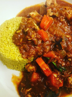 A picture of Quick Chicken Curry with Sumac & Turmeric Spiced Couscous.