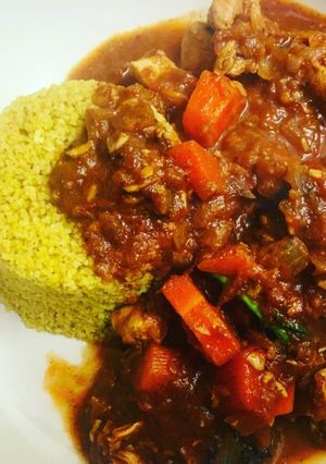 A picture of Quick Chicken Curry with Sumac & Turmeric Spiced Couscous.