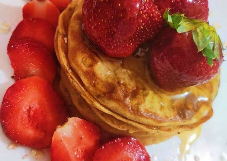 Recipe of Homemade Strawberry jowar oatmeal pancake