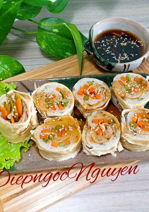 Hình của món MÓN HẤP - Tàu hủ ki cuộn cá thát lát, rau củ.