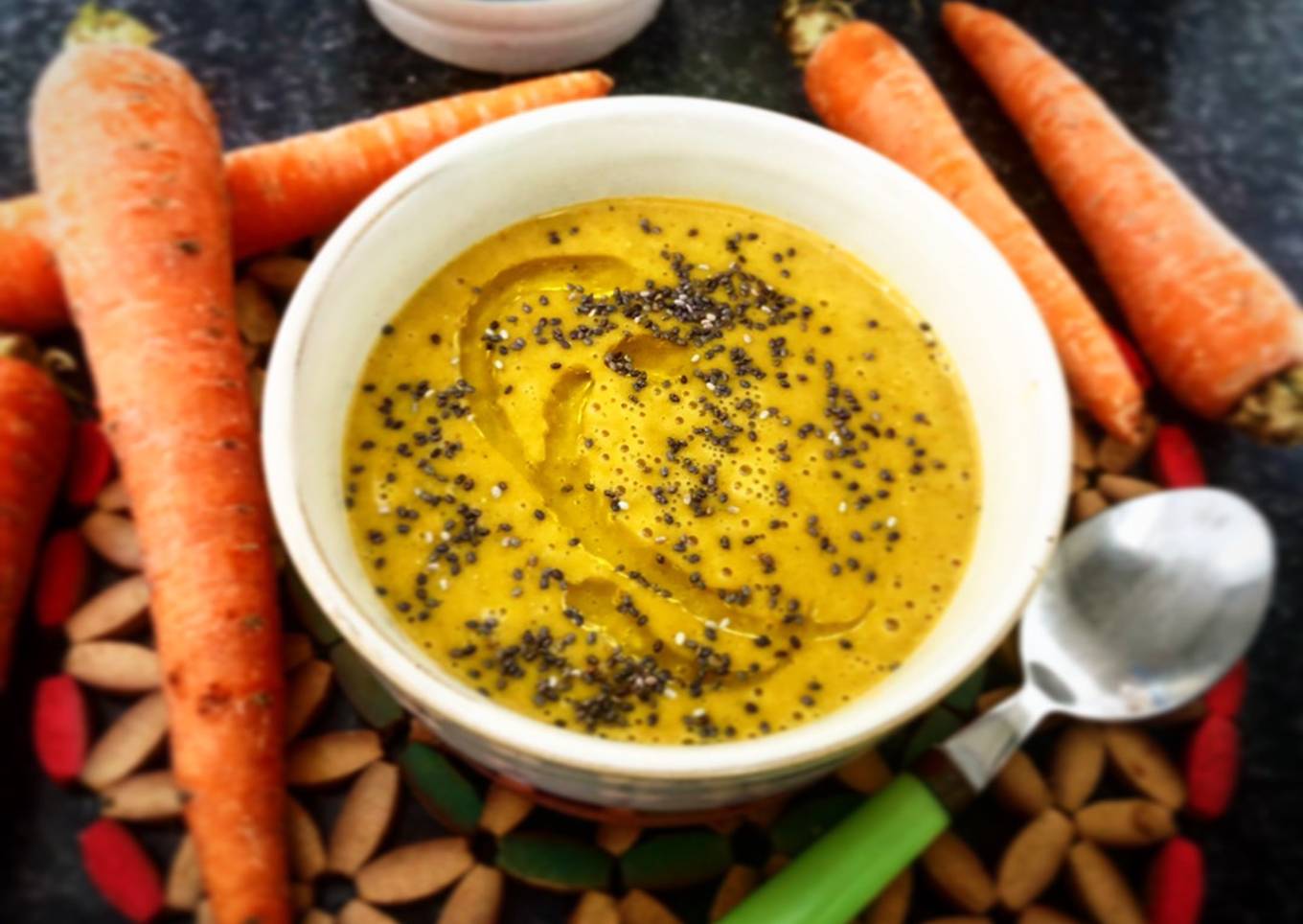 Crema de calabacín y zanahoria proteica con avena (en mambo)