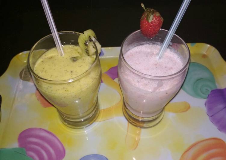 Recipe of Super Quick Homemade Strawberry and kiwi milk shake