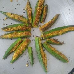 A picture of Stuffed okra (bhindi).