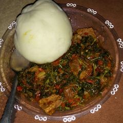 Pounded yam with green souce by Ayshat A picture of Pounded yam with green souce by Ayshat.