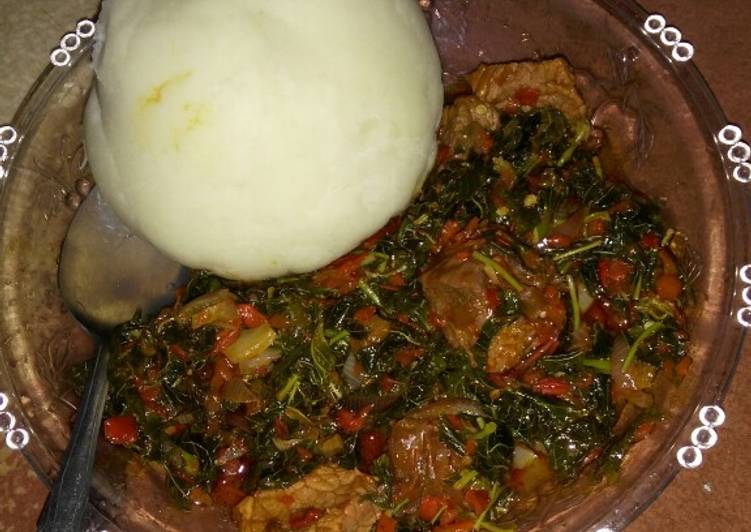 Pounded yam with green souce by Ayshat