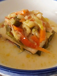 Una foto de Bacalao en papillote