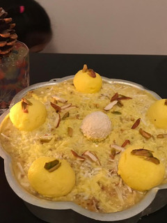 A picture of Rasmalai cake (eggless).
