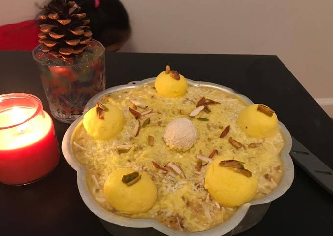 Recipe of Super Quick Homemade Rasmalai cake (eggless)