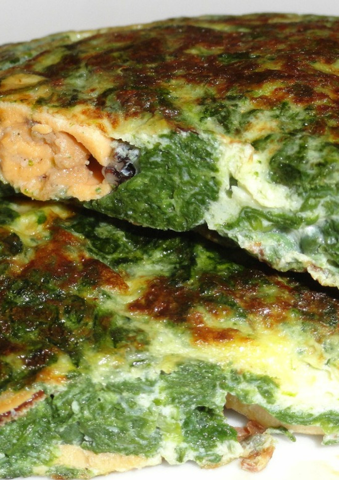 Una foto de Tortilla de espinacas y mejillones