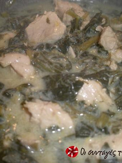 A picture of Chicken fricassee with lettuce.