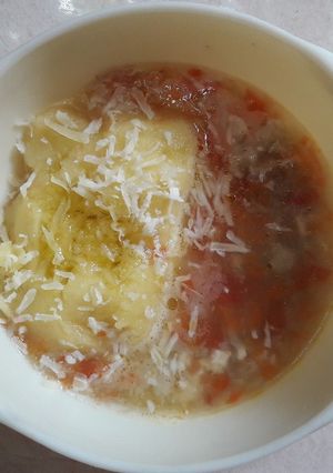 Foto resep Mpasi 4⭐ 9M+ Kentang lumat kuah sayur 🥔🐥🥕🍅🍃🧀🍾