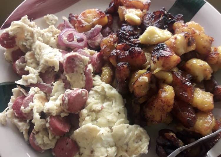 Recipe of Any-night-of-the-week Blessing’s Fried sauté egg &amp; sausages and plantain