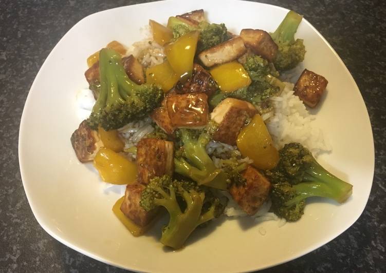 Cauliflower and tofu with basmati rice