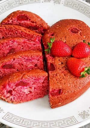 A picture of ❤️ Heart-Shaped Eggless Strawberry Cake.
