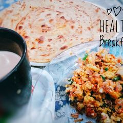 A picture of Egg khageena with Paratha & Hot Tea!.